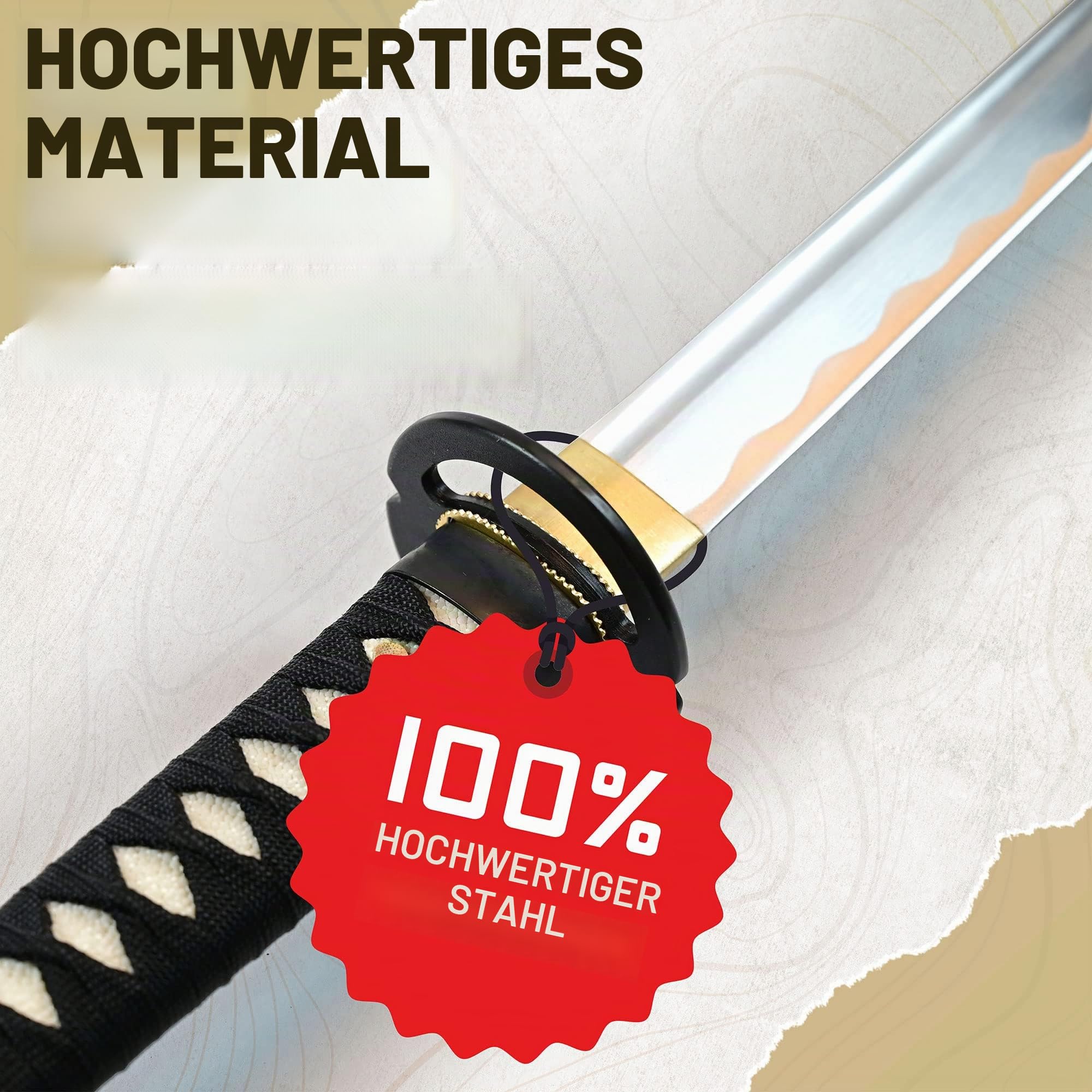 Miyamoto Musashi Katana – Japanisches Schwert, Samurai Schwerter echt, Shogun, Schwert Metall mit Scheide 113cm, Samurai Deko