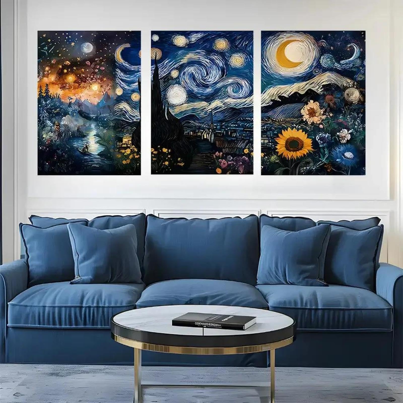 Yocheng 3pcs Starry Sky And Flowers -Canvas Paintings Suitable For Indoor/Outdoor Use 40x60cmx3 No Frame
