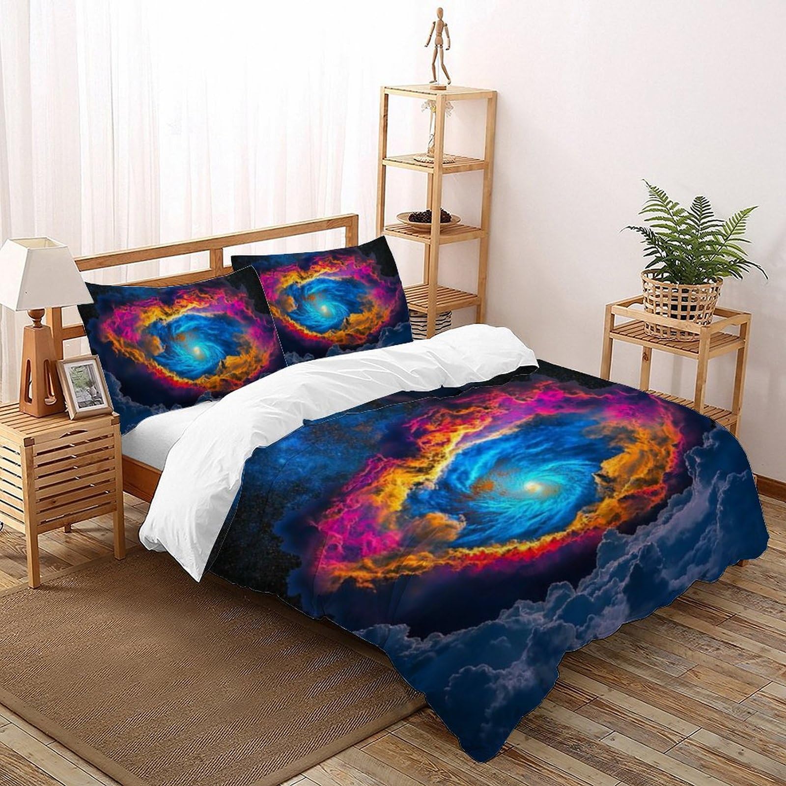 Housse de couette double 200x200 avec fermeture éclair microfibre imprimé 3D