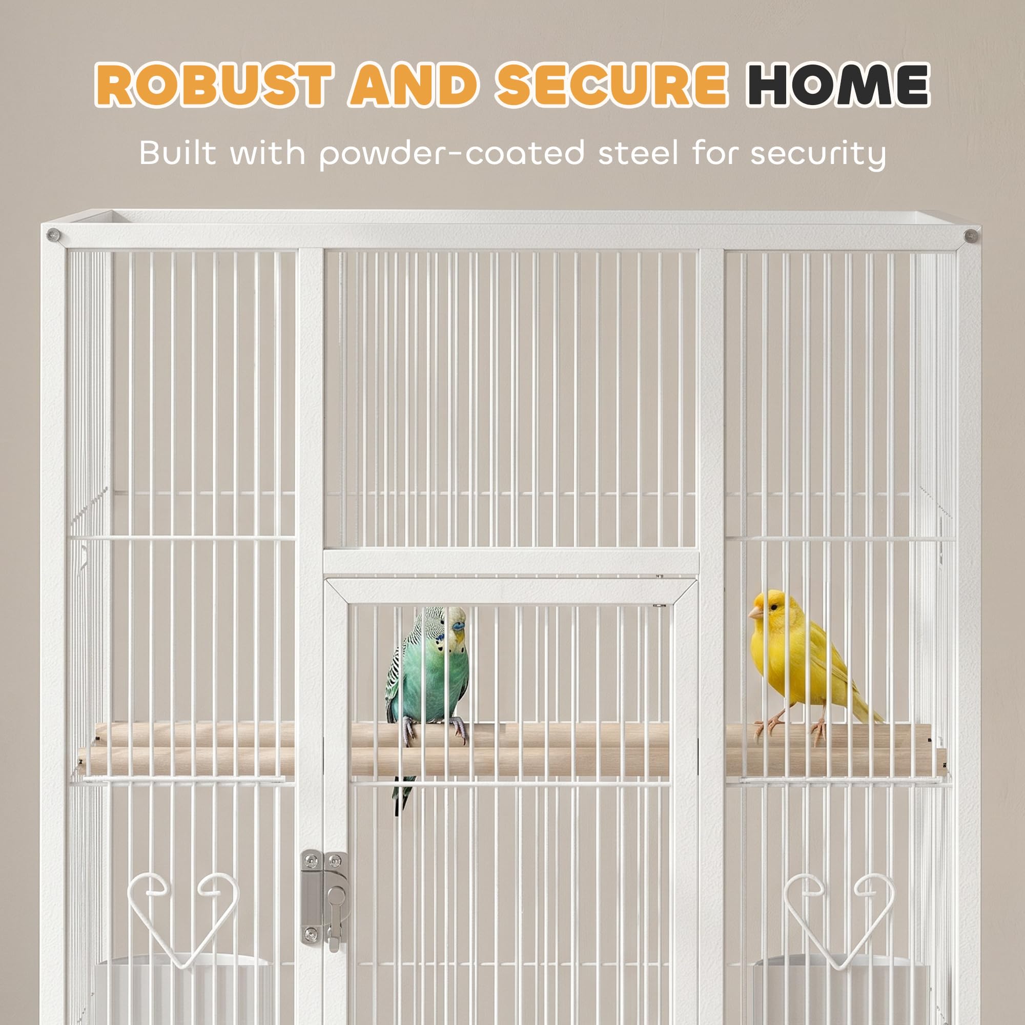 PawHut Jaula desmontable para pájaros con ruedas, para pinzones, periquitos, periquitos, periquitos, jaulas de periquitos, jaula para periquitos, pajarera para loros con accesorios, estante de