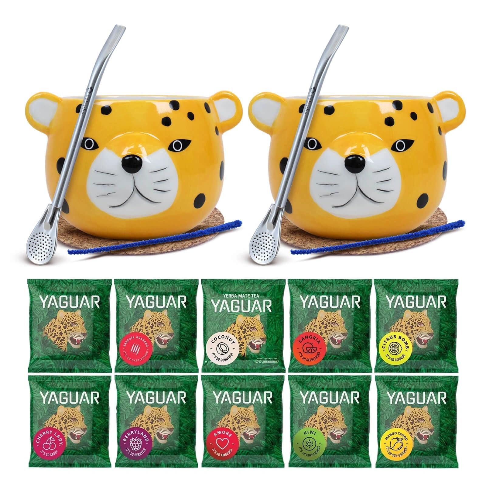 Kit yerba mate Yaguar coffret découverte 10 échantillons et 2 calebasse