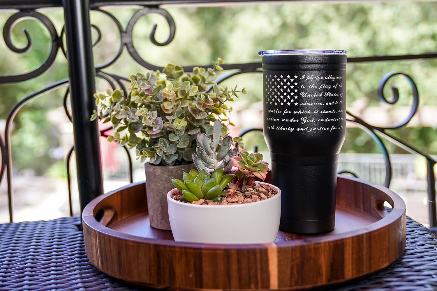 Military Gift Shop Pledge of Allegiance 30 oz Coffee Travel Mug | Double Wall Vacuum Insulated American Flag Coffee Tumbler | Stainless Steel - Pledge 30oz Tumbler - Image 3