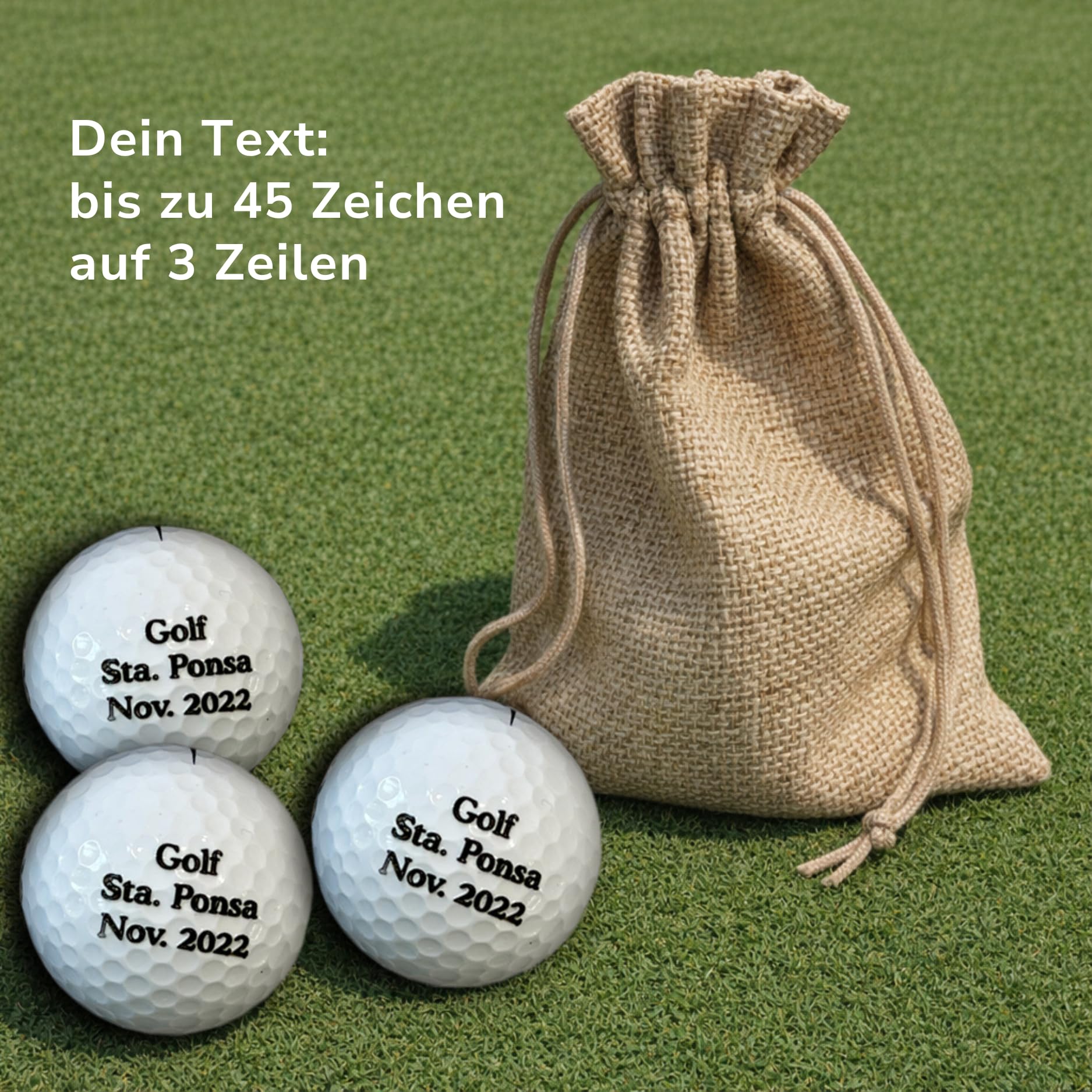 Golfball mit Gravur Wunschtext für Golfspieler/in Lasergravur Dein Text personalisiert Golfsport Dein Text Personalisieren Staffelpreise für 3, 6, 10 oder 50 Wilson Ultra Golfbälle