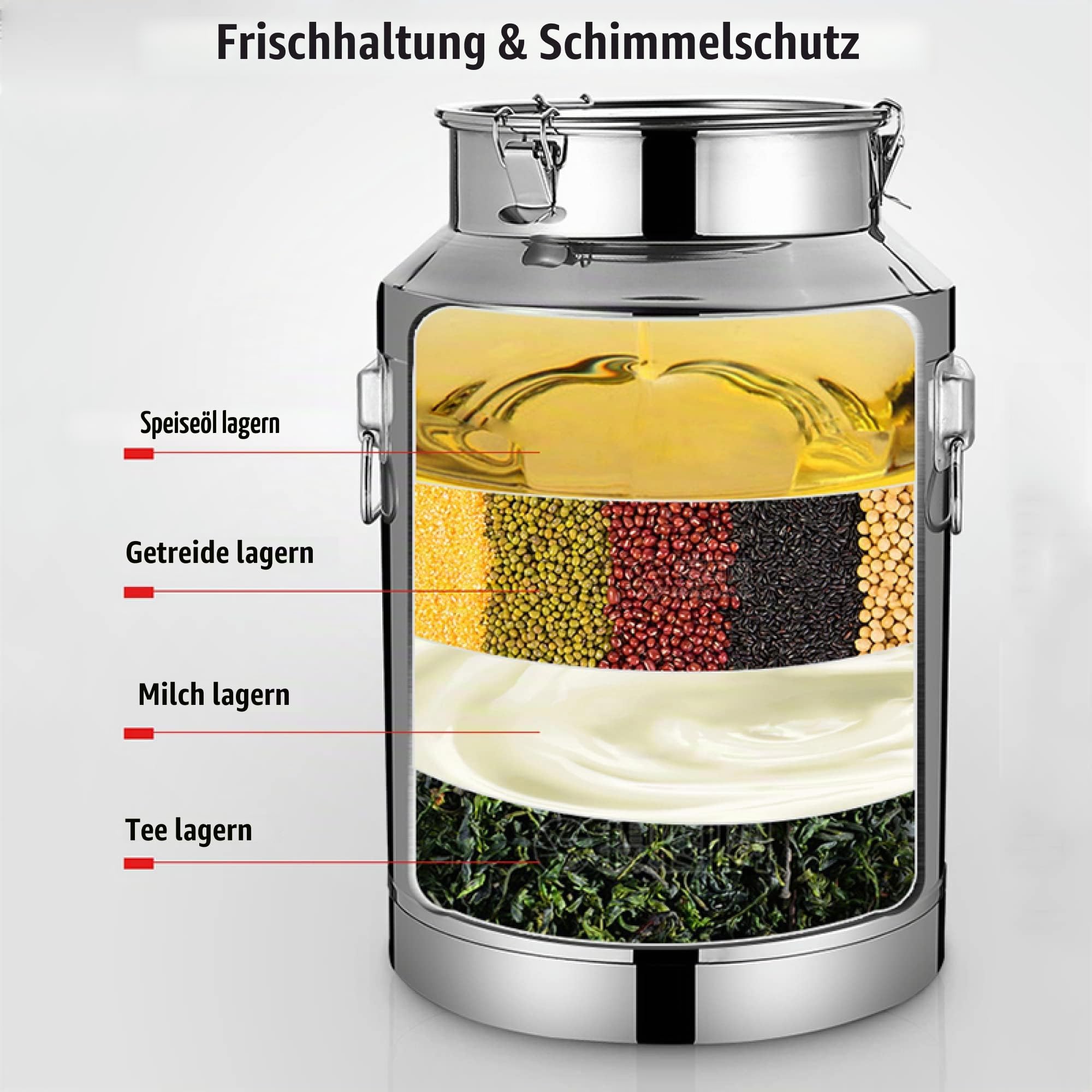 Siegel Milchtransportkanne Edelstahl Milcheimer Weinkübel Fass mit Wasserhahn Zapfen – Wasserbehälter Krug Flüssigkeitsbehälter Teekanister Molkereikanne (14L)