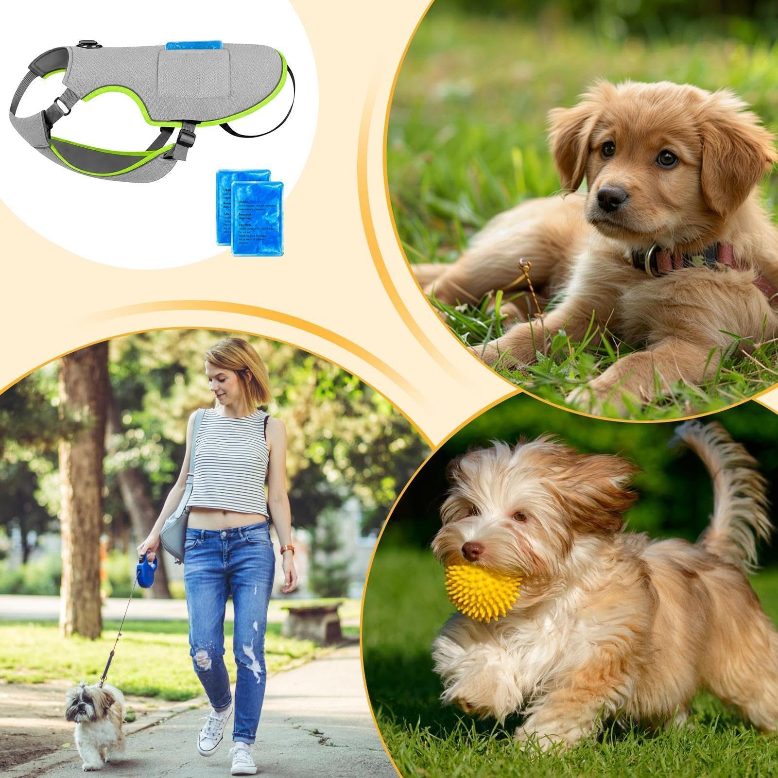 Kühlweste für Hunde, für den Sommer, Wärmeentlastung, verstellbar, kühlende Kleidung, für heißes Wetter, Outdoor, Hinterhof, Wandern, Camping, Training,