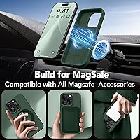 Vista 349 de GONEZ Funda de silicona para iPhone 15 Pro Max, compatible con Magsafe, protector de cámara + protector de pantalla, forro de microfibra suave Negro