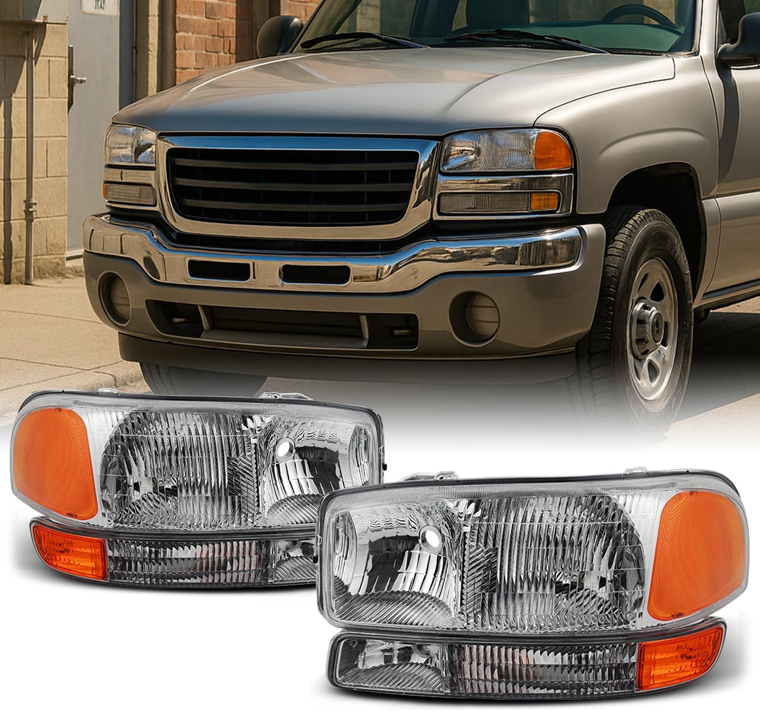 AKKON - For GMC Sierra 1500 2500 3500 Yukon XL OE Replacement Headlights Driver/Passenger Head Lamps