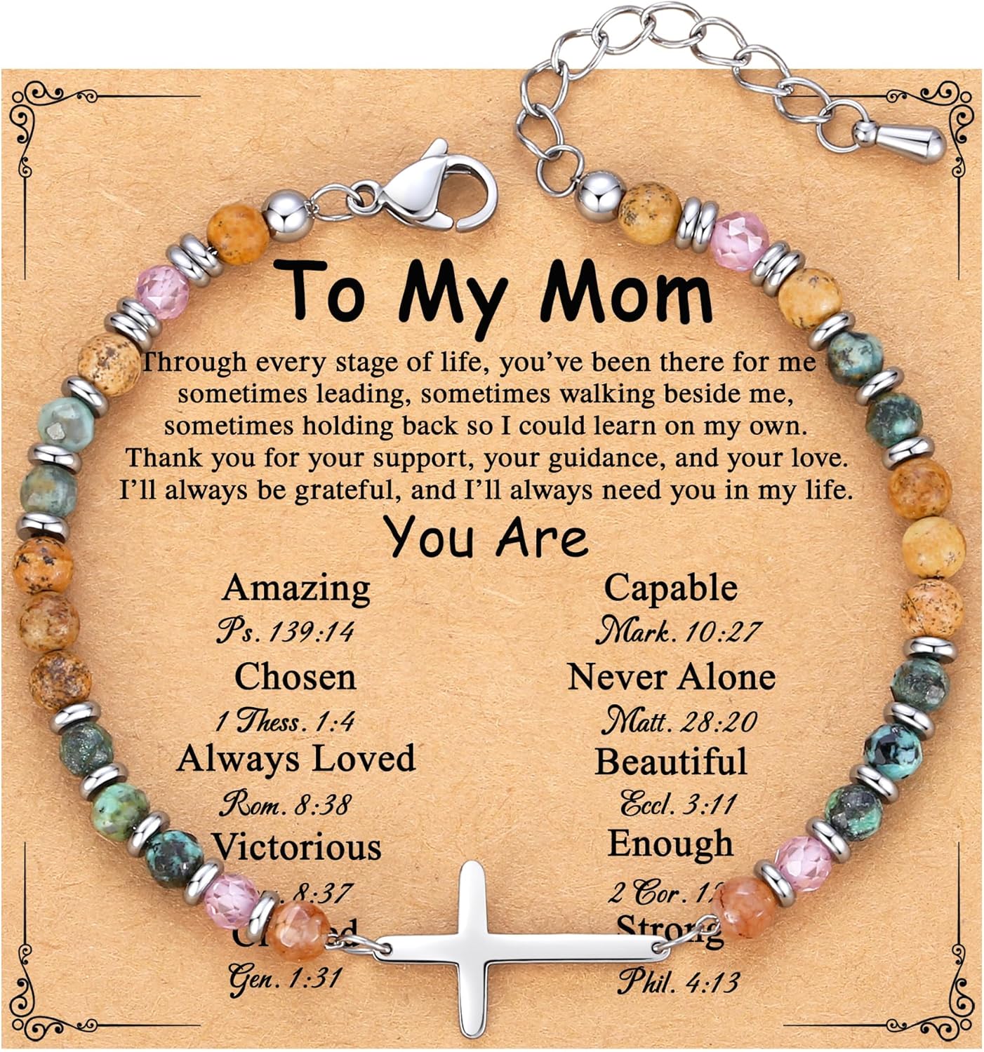 TONY & SANDY Christian Cross Bracelet for Women, Valentine's Day Gifts for Her, Confirmation Baptism Easter Gifts, Unique Gift for Friends Daughter Mom Sister in Christ Birthday Christmas