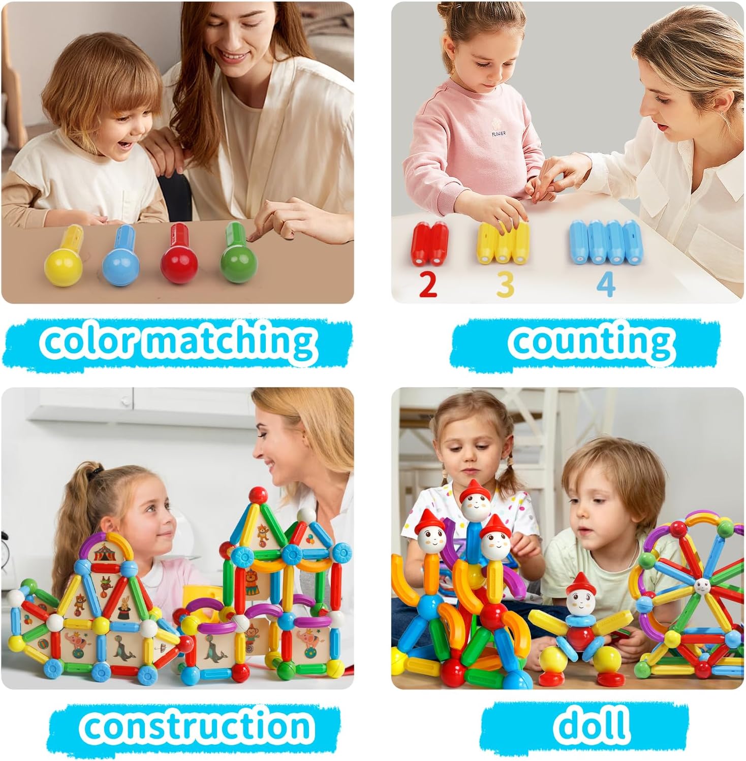 TOKBLOK Magnetic Blocks for 3 Years Old Girls Boys Magnetic Building Sticks Preschool Educational Learning STEM Toys Toddler Montessori Magnet Toys Kids Gift - 76Pcs Starter Set - Image 2