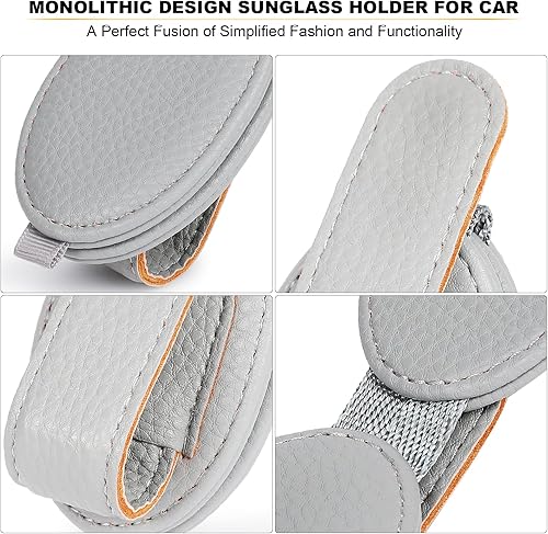 Miniatura 5 de Soportes para lentes de sol para visera de automóvil, soporte magnético de cuero para lentes de sol y clip para tarjeta de boleto para automóvil,