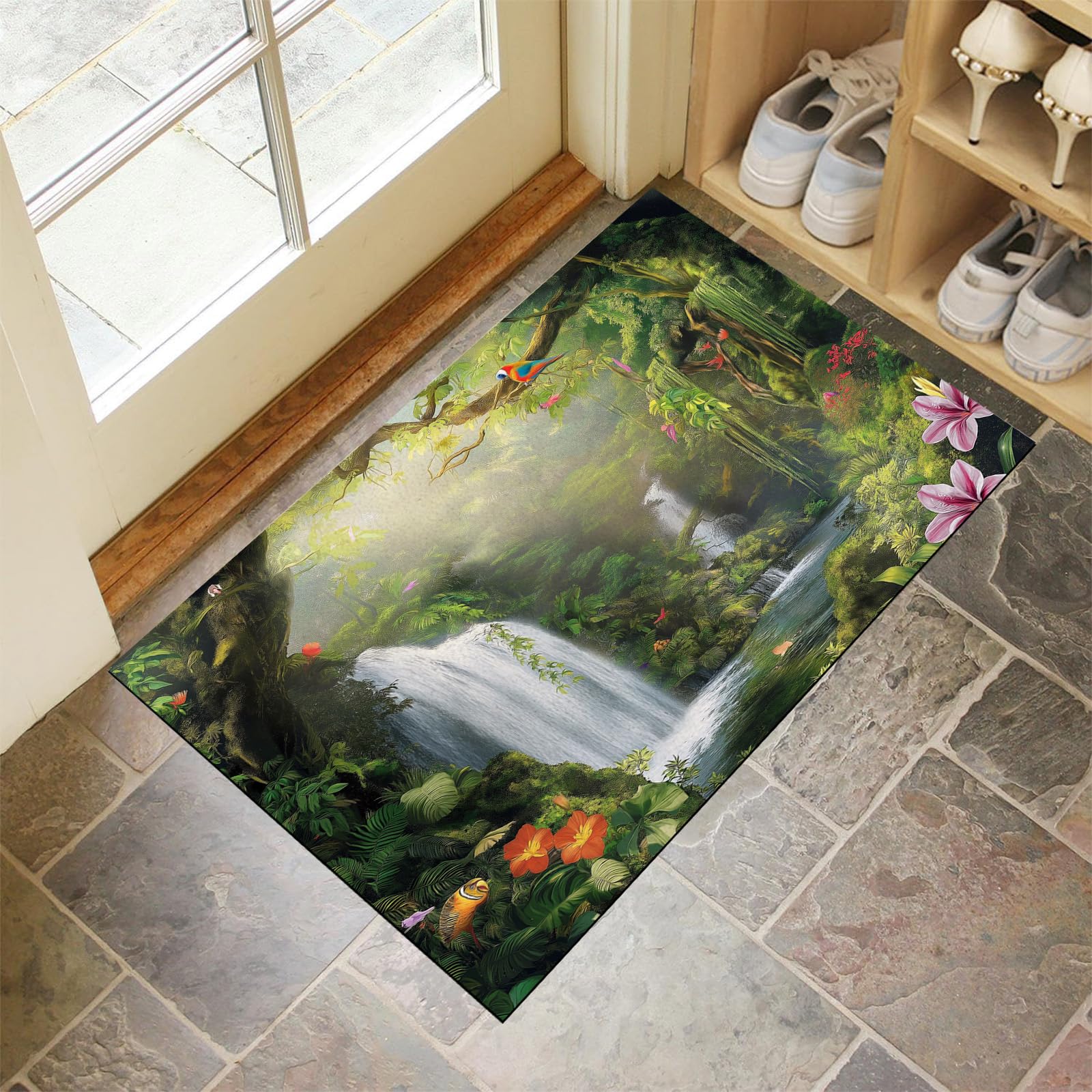 Tapis de sol antidérapant paillasson attrape poussière 50x80 cm lavable
