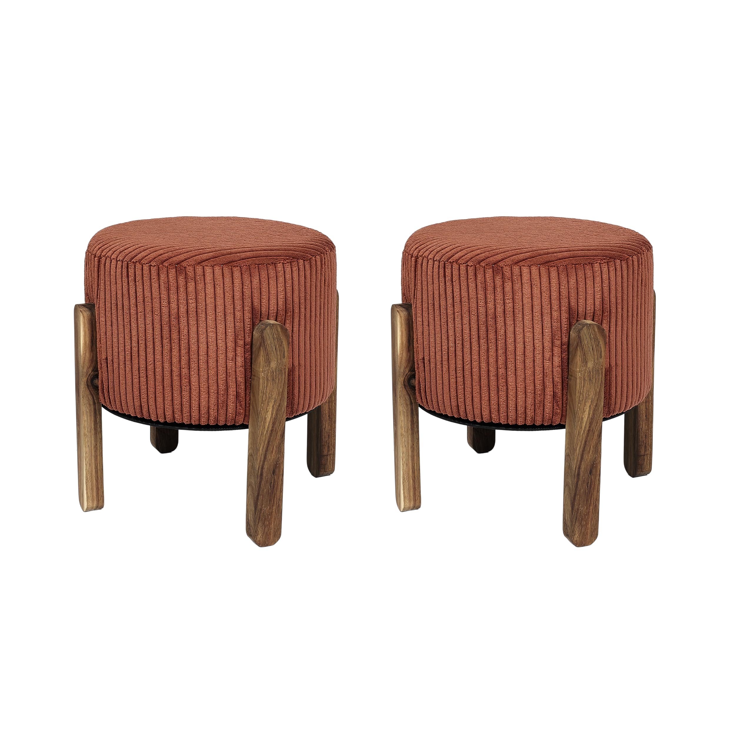 HOME DECO FACTORY Lot de 2 Tabourets Côtelés Assise 30 cm Terracotta