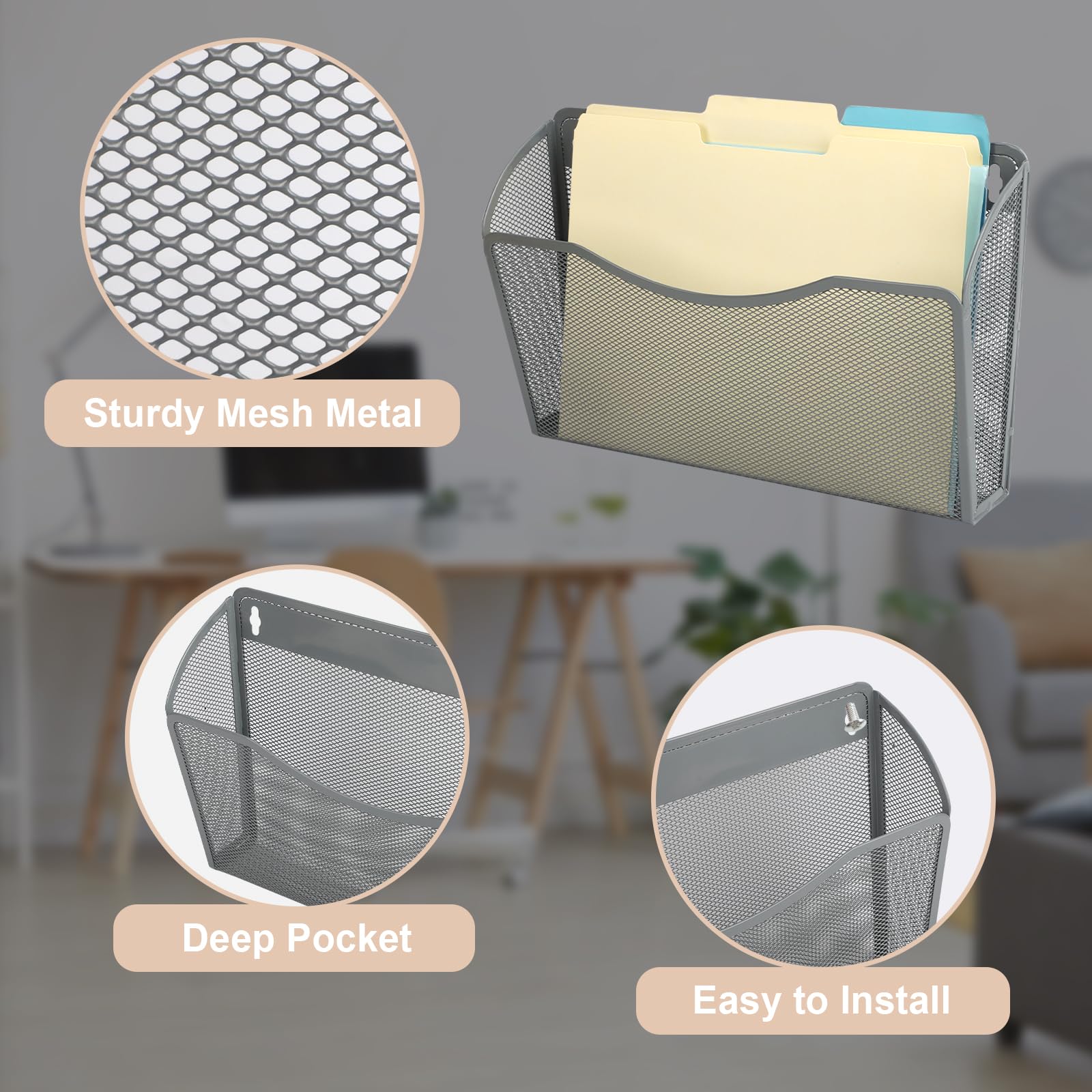 Mesh File Hanger Snapklik.com : 3 Single Pocket Mesh Hanging File Organizer, Vertical ...
