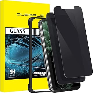 [2 Pack] QUESPLE Privacy Screen Protector Compatible with iPhone 11 Pro Max/iPhone XS Max(6.5”), True 28°Anti Spy Tempered Glass Film with Easy Installation Frame[Scratch Resistant] [Bubble Free] [Case Friendly]