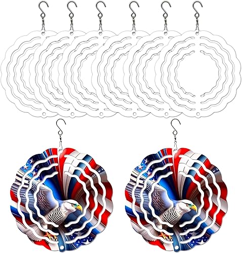 6 piezas de 3 pulgadas, escultura de viento de aluminio 3D, decoración de sublimación al aire libre para prensa de calor, hilanderos de viento DIY