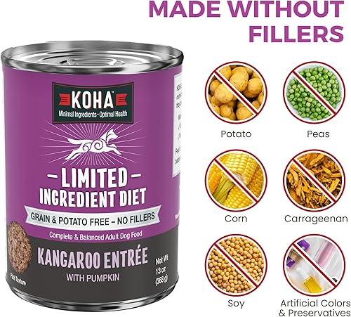 Miniatura 10 de KOHA Alimento para perros con ingredientes limitados, comida enlatada con estómago sensible a una sola carne, comida para perros con alto contenido