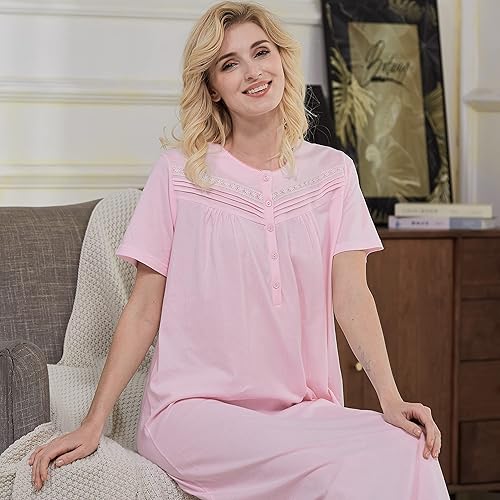 Miniatura 4 de Keyocean - Camisones para mujer, 100% algodón, suave, ligero, cómodo, ropa de dormir