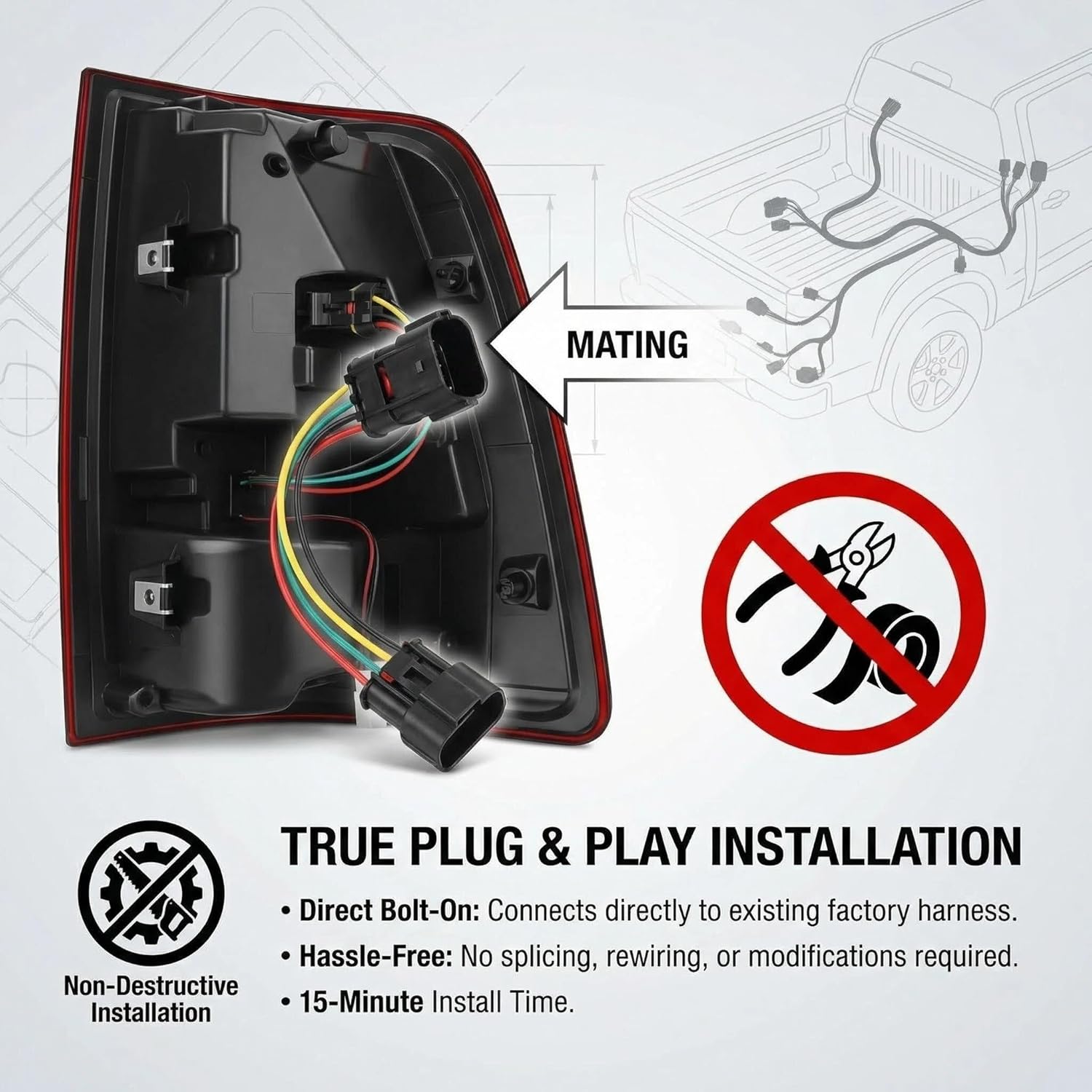 Flecto LED Tail Light Compatible with Ram 1500 2013-2018, 2500 3500 2014-2018 Right Passenger Side, Rear Brake Lamp Taillight Assembly Red Lens Replacement 68093080AB CH2801202