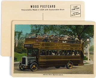 Chicago, Illinois, View of a Loaded Double Decker Bus (4x6 Birch Wood Postcards, 2-Pack Stationary, Rustic Home Wall Decor)