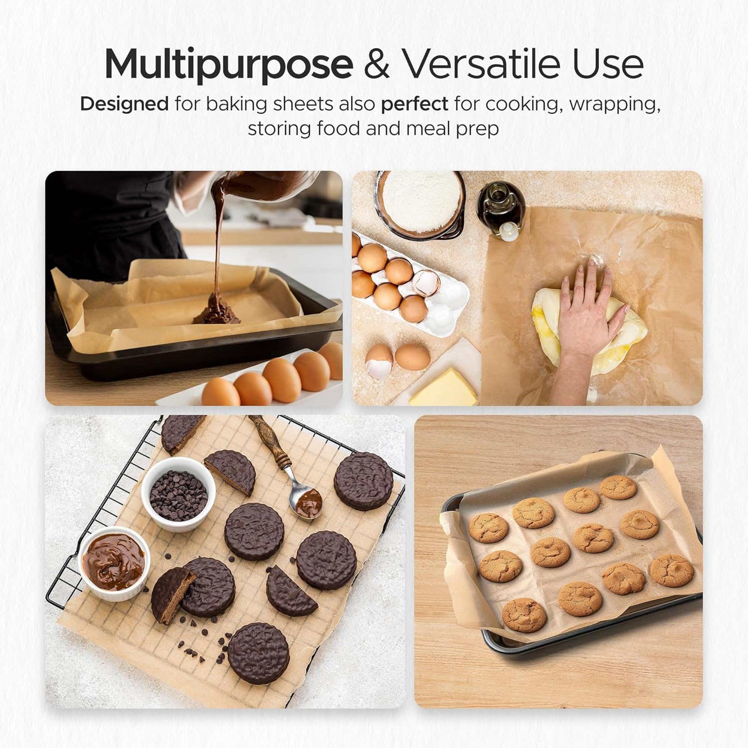 Baking Paper | Baking Parchment Paper | Premium Quality Greaseproof Paper for Kitchen Use,Oven Safe and Food Grade Material | Perfect for Pastries, Catering (Brown)