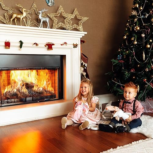 Miniatura 6 de MeKeco 10 troncos de cerámica para chimenea de gas para interiores sin ventilaciónventilado insertos de gas propano gel etanol chimeneas eléctricas