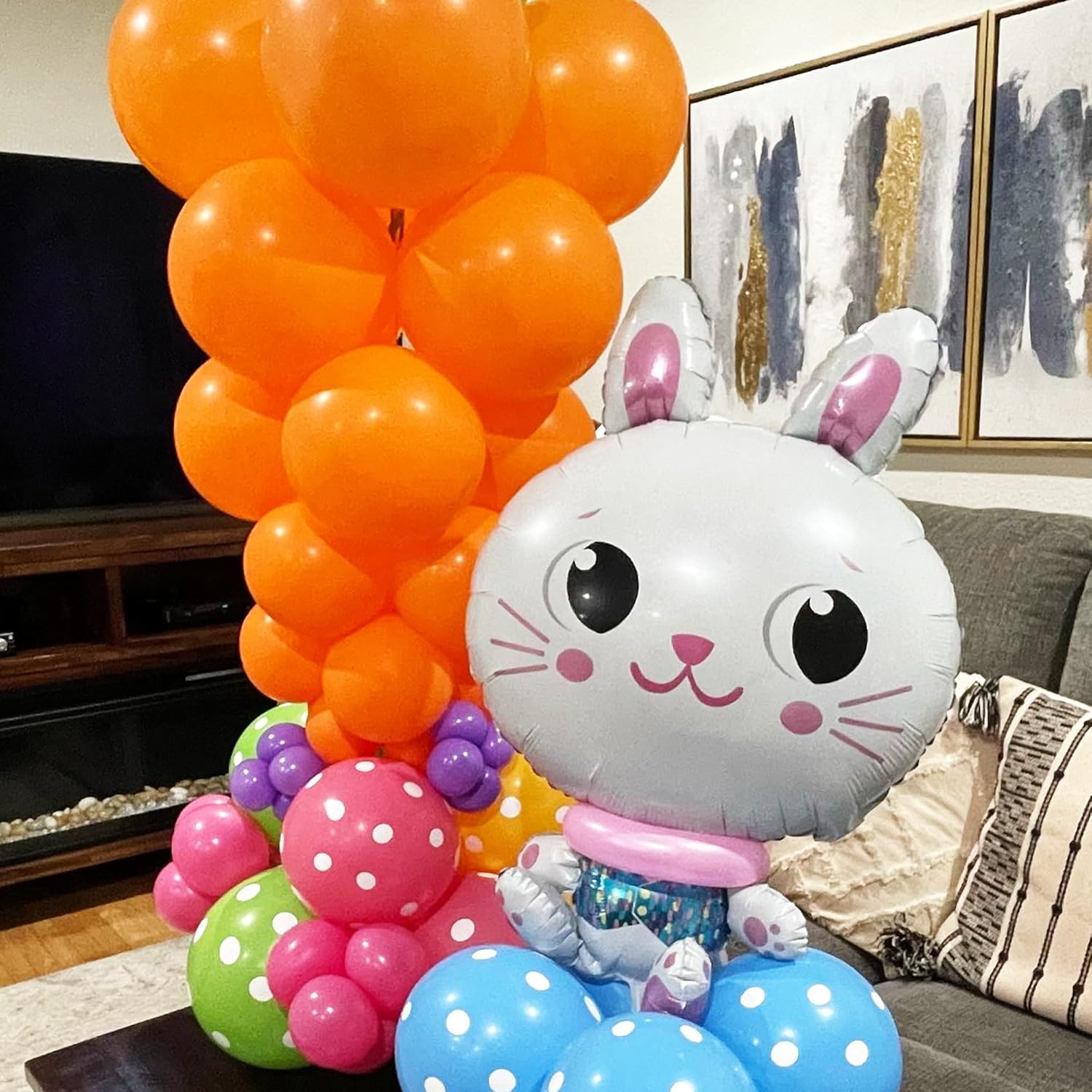 Easter Bunny Balloon Set 6PCS 31.6in Large Foil Rabbit Decorations for Easter Party Spring Celebration Egg Hunt Home Decor and Photo Backdrops