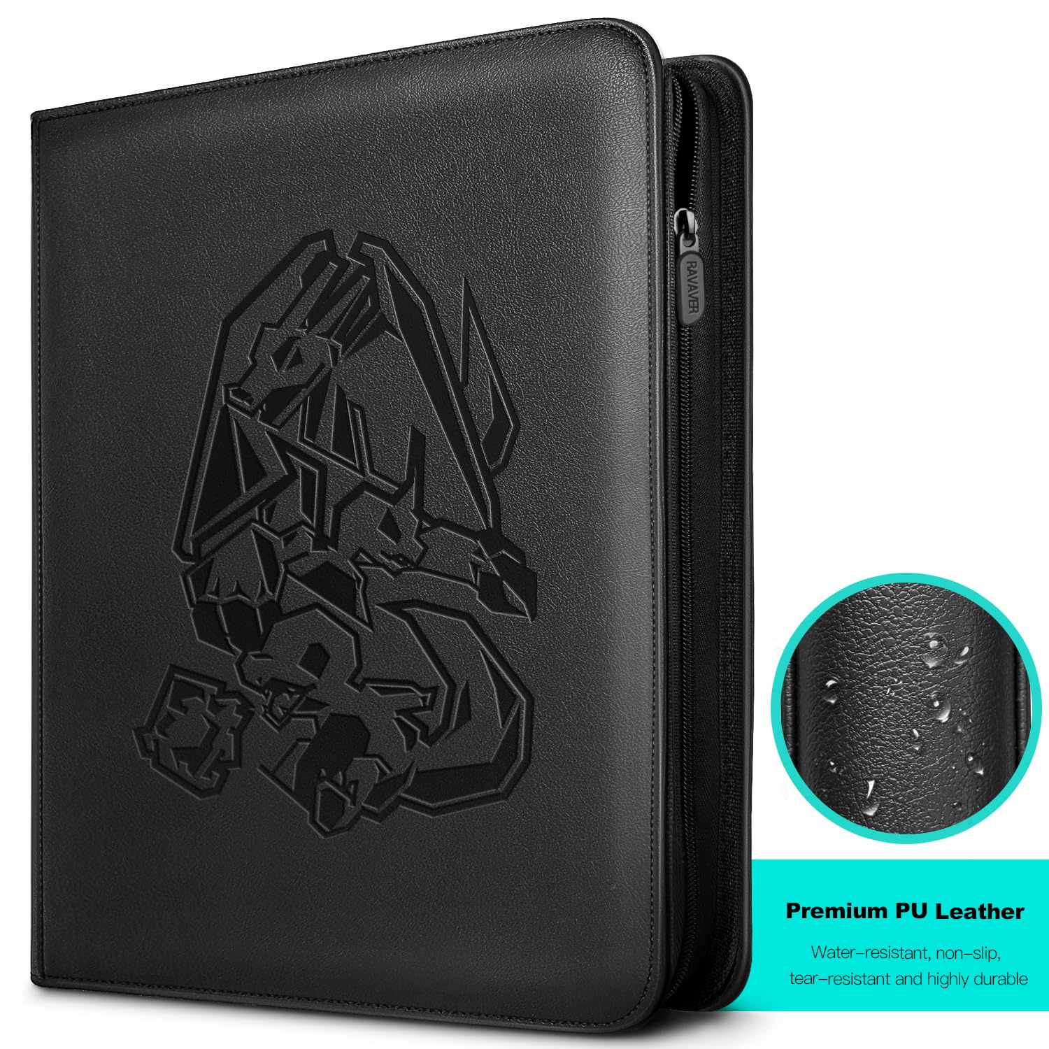 Douper 9 Pocket Card Binder, 540 Karten Sammelkarten Spiele Sammlung Halter Buchordner mit anpassbarem Etikettenschlitz und seitlichen Ladehüllen (Schwarz)