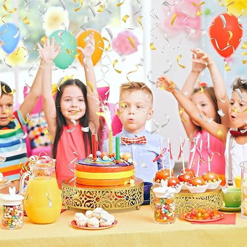 Vista 6 de Lallisa Juego de soportes dorados de 4 niveles para tartas de 6, 8, 10, 12 pulgadas, redondos, de metal, para postres, pastelería, caramelos