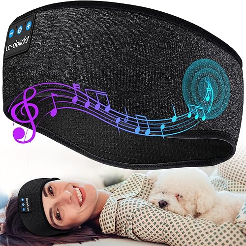 LC-dolida Diadema Bluetooth 5.4 para dormir, auriculares inalámbricos con puerto de carga USB C, máscara de dormir para dormir, deportes, regalos,