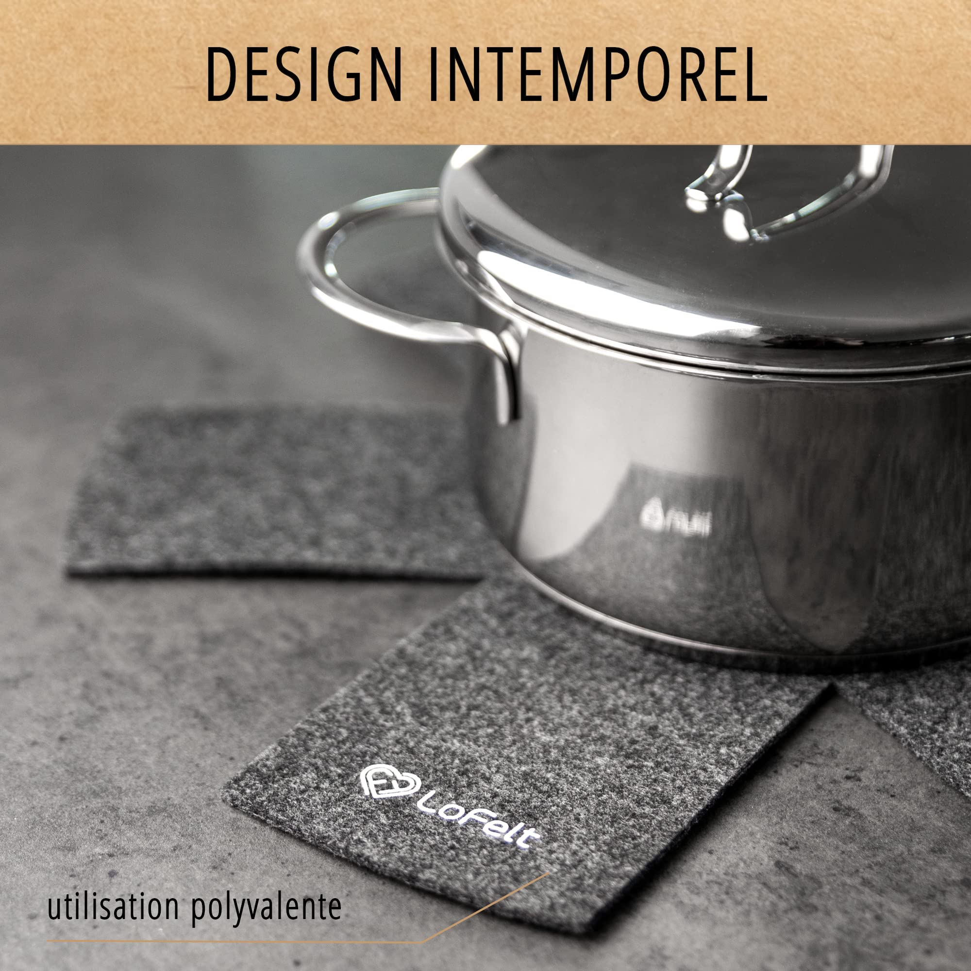 Lot De 6 Protège-poêles En Feutre - Antidérapants Et Empilables | 3 Tailles (20, 26, 30 Cm) - Noir - 9