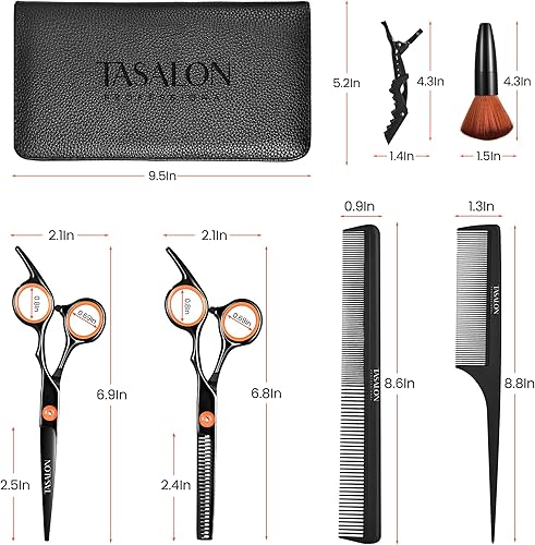Miniatura 4 de TASALON Kit de tijeras de corte de cabello, juego todo en 1 de tijeras de corte de cabello, tijeras profesionales para el cabello, tijeras de