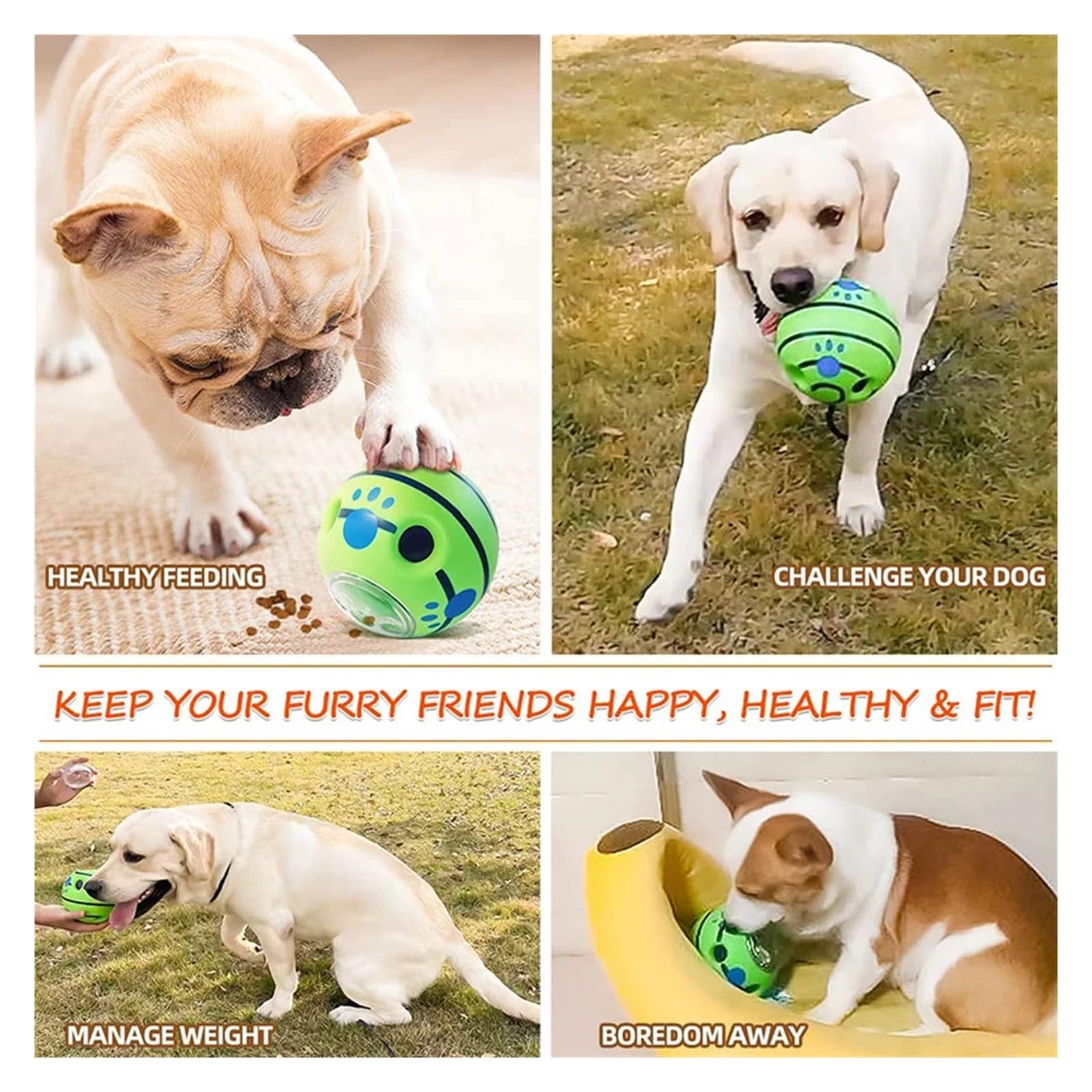 Generisch Interaktives Hundespielzeug, Futterspender, Leckerli, Haustierball, quietschendes Spielzeug(XL - Diameter 14cm)