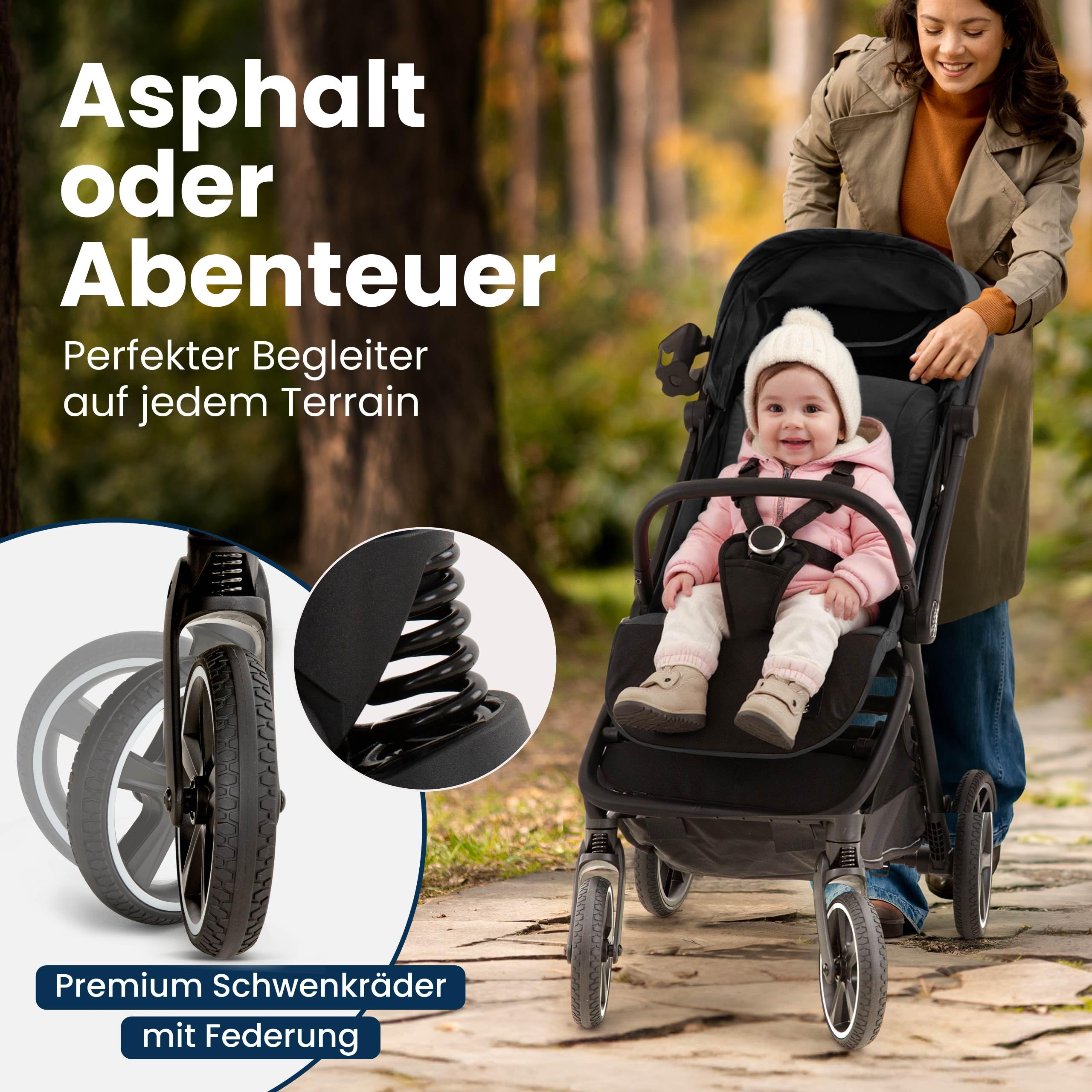 Hartan Clixx Buggy Kinderwagen – Reisebuggy ab 6 Monate, klein zusammenklappbar, höhenverstellbar, Sonnen- & Regenschutz