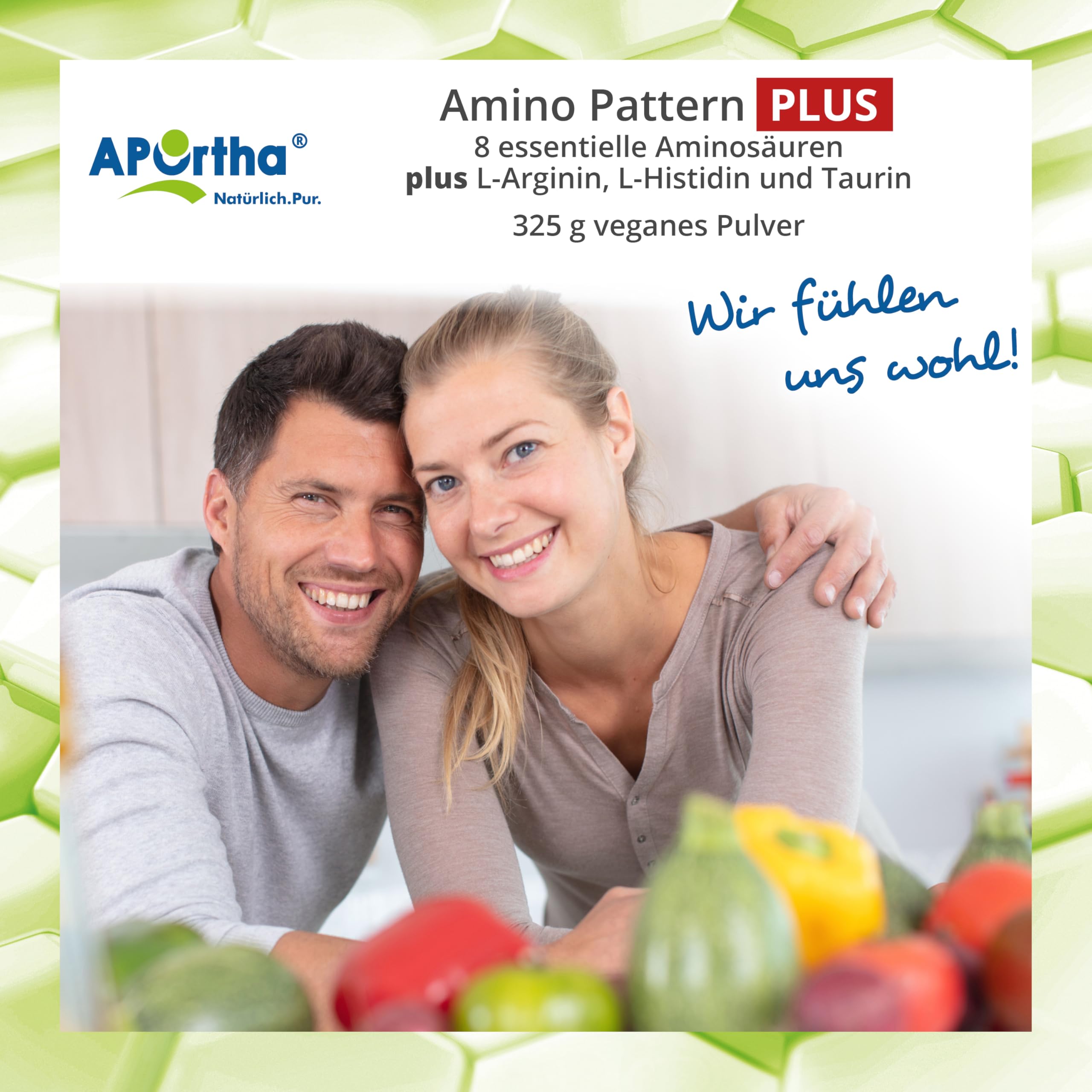 APOrtha® Amino Pattern PLUS - 325 g veganes Pulver mit 8 essentiellen Aminosäuren nach Prof. Dr. Lucà-Moretti plus L-Arginin, L-Histidin und Taurin für optimierte Eiweißversorgung, komplex hochdosiert