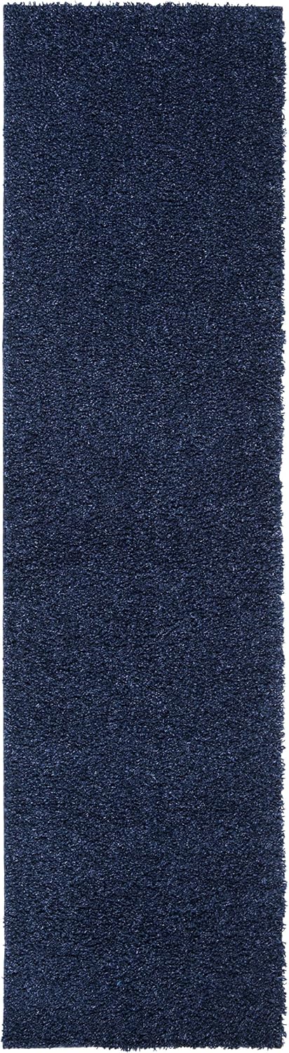 SAFAVIEH Primo Shag Collection Runner Rug - 2'2" x 10', Navy, Solid Design, Non-Shedding & Easy Care, 1.2-inch Thick Ideal for High Traffic Areas in Living Room, Bedroom (PRM300L)