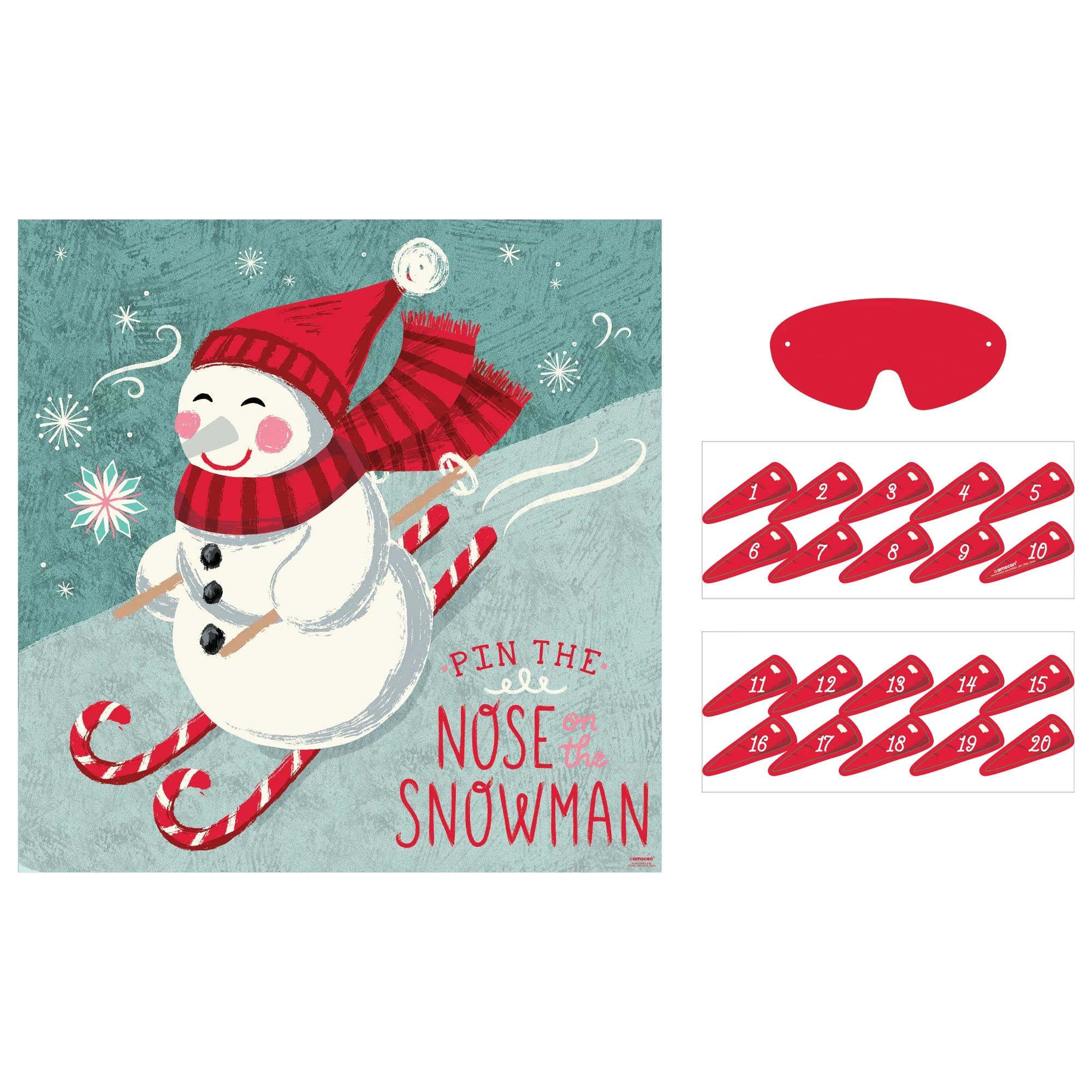 Multicolor Peppermint Twist Pin the Nose on the Snowman (Pack of 4) - Fun & Interactive Festive Activity for All Ages - Uniquely Entertaining Perfect for Holiday Gatherings