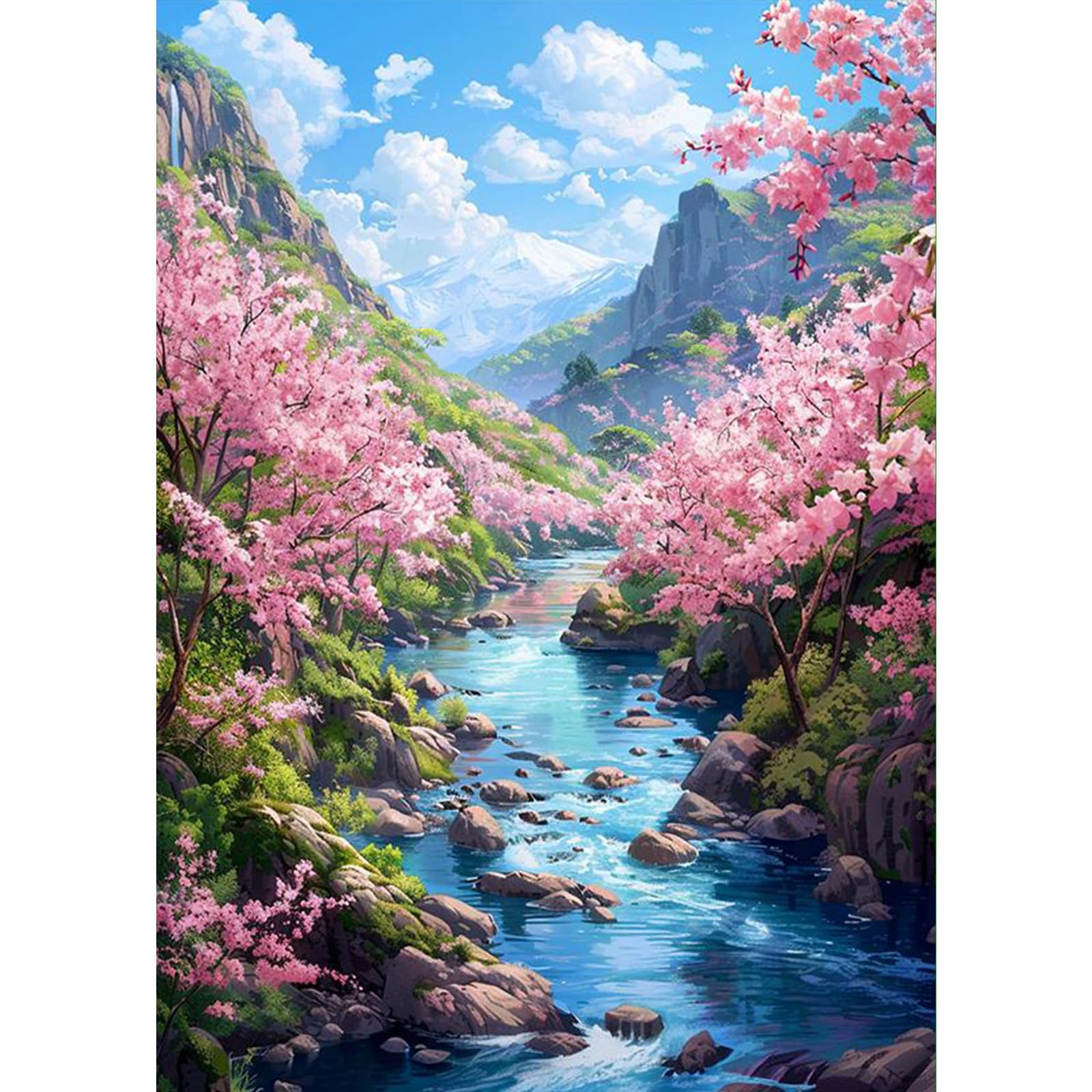 Jawecci Landscape Diamond Painting Kits, 5D DIY Diamond Painting River Kits for Adults Beginners, Full Drill Round Diamond Art Dots Craft Set Gifts 30X40cm