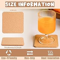 Vista 2 de Juego de 200 posavasos de corcho para bebida de 4 pulgadas, absorbentes de madera en blanco, gruesos, juego para copas de vino, tazas, manualidades