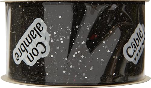 Miniatura 6 de Offray Cinta Cosmic Sheer Craft de 1.5 pulgadas de ancho, 9 pies en total, color negro