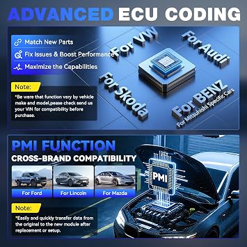VDIAGTOOL Bidirectional Scan Tool VD70, OBD2 Scanner Diagnostic Tool with ECU Coding, 36+ Resets, PMI, FCA AutoAuth, All System, CAN FD & DoIP, V.A.G. Guide, 3-Year Update