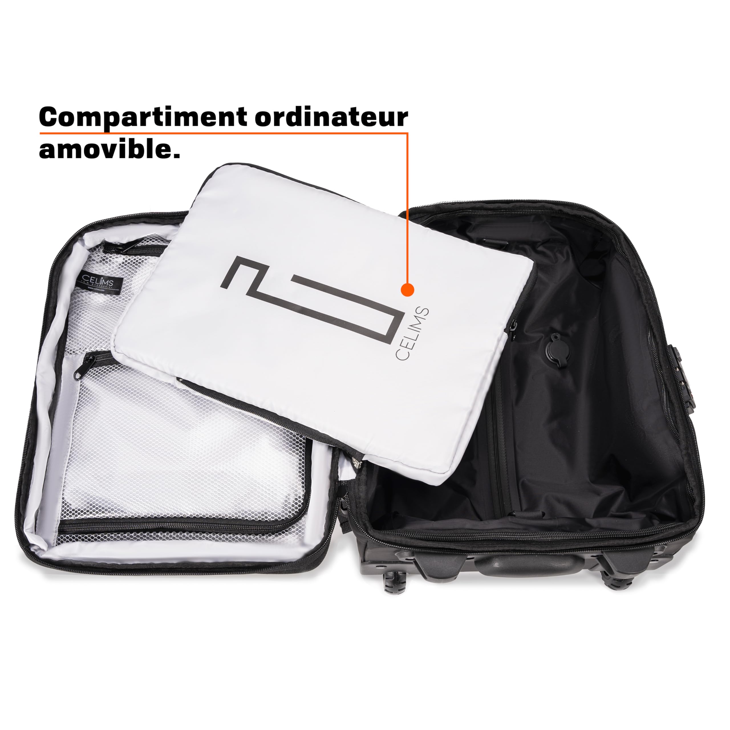 CELIMS - Valigia Cabina 40 x 30 x 20 cm Ryanair, Transavia, Volotea, Easyjet e + | con Trolley, sotto Vuoto AirPlus by Lucchetto TSA | Bagaglio Cabina | Borsa aereo per computer portatile, bordeaux
