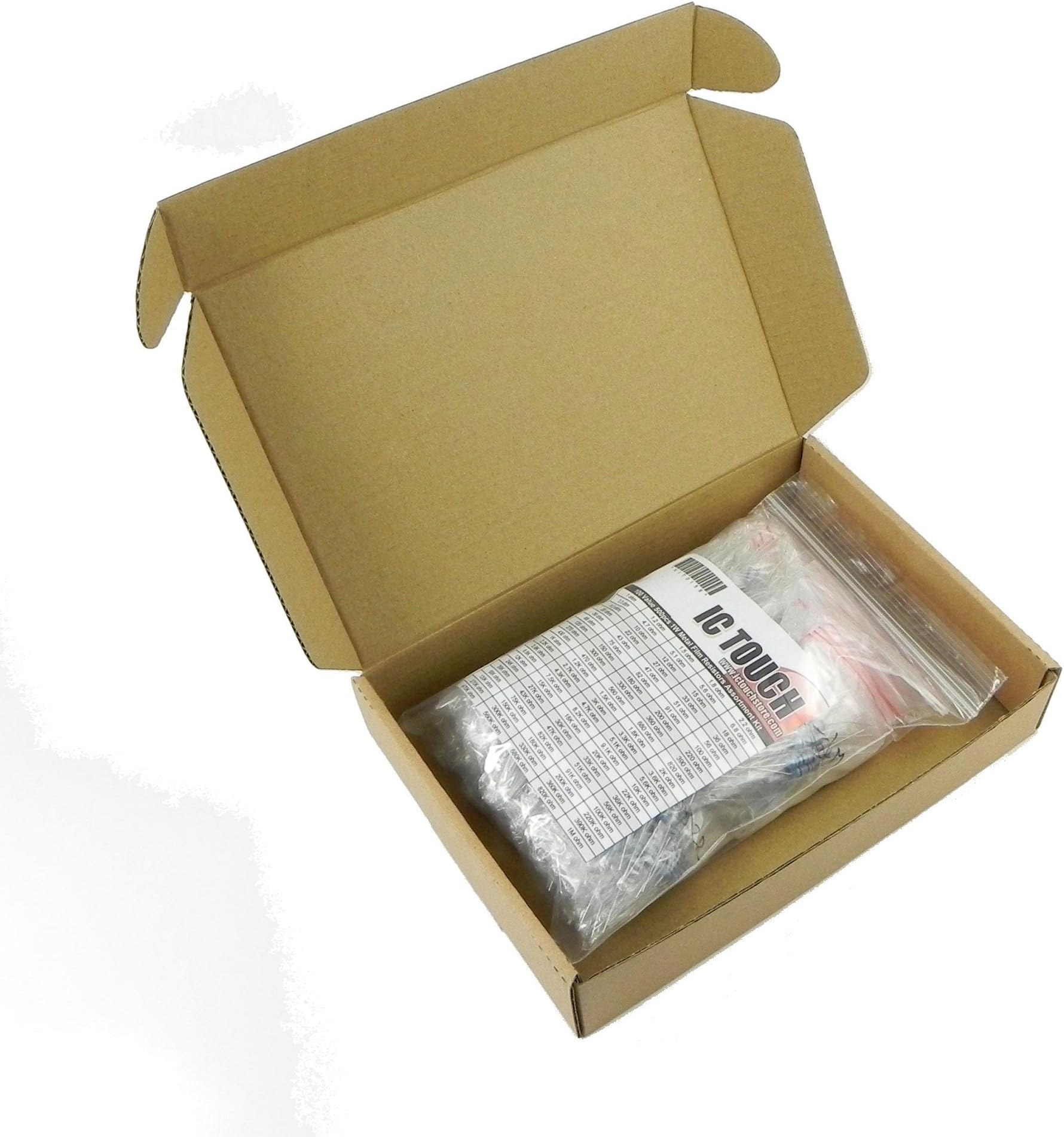 Ictouch 100value 500pcs 1W Metal Film Resistor +/-1% Assortment Kit KIT0158