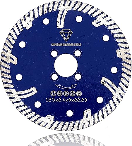 Superior Diamond Tools Turbo Diamond Blade para amoladora angular, hoja de diamante para cortar granito, hormigón, porcelana, cerámica, mármol,