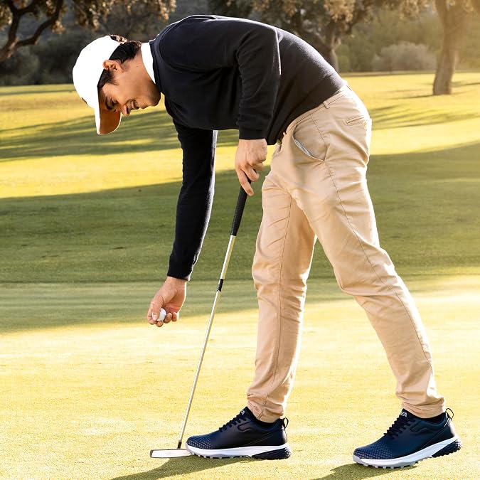 Men's Golf Shoes Spike Wide Waterproof Lightweight Anti Slip Golf Sneakers Walking Footwears