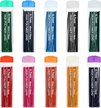 10 Color Lead Refills 300 Pieces Colored Mechanical Pencil Lead Refills for Home Offices, 0.7 mm HB