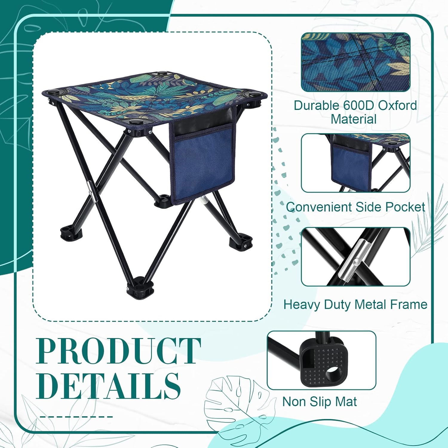 6 Pack Camping Stool, 13 inch Portable Folding Stool with Carry Bag Collapsible Camping Chair 400 Lbs Compact Stool Seat for Camping Fishing Hiking Gardening Walking Travelling Outdoor Activities