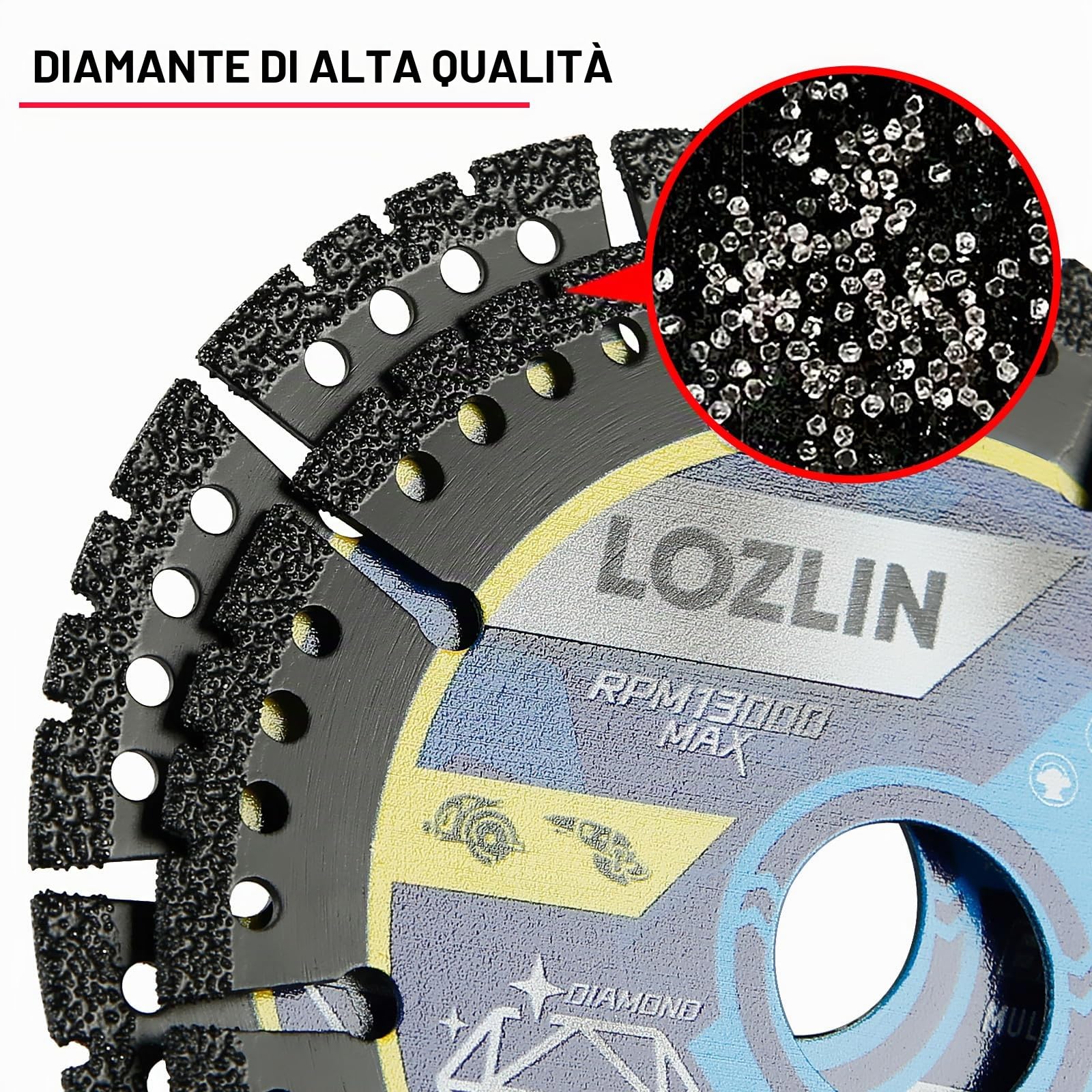 LOZLIN Confezione da 3 lame diamantate multiuso da 11,4 cm, dischi per smerigliatrice angolare per taglio marmo/quarzo/pietra/piastrelle/metallo/plastica