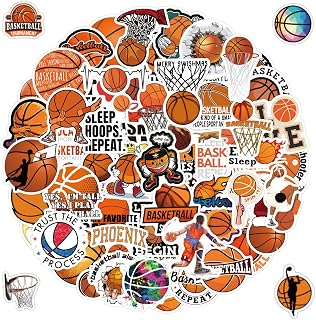 120pcs Basketball Sport Stickers for Water Bottle, Cool Basketball Vinyl Waterproof Decal for Kids Teen Adult Boy Laptop Phone Skateboard Guitar Luggage Notebook Helmet
