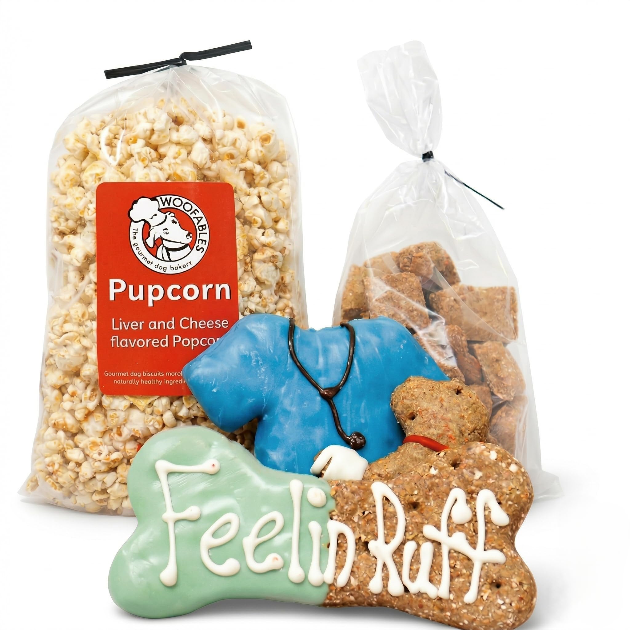 Gourmet Dog Bakery Small Get Well Soon Treat Box with Pupcorn, Hand-Decorated Treats & More | Homemade, Fresh, Human-Grade, All-Natural Ingredients | Corn, Soy & Preservative Free | USA Made
