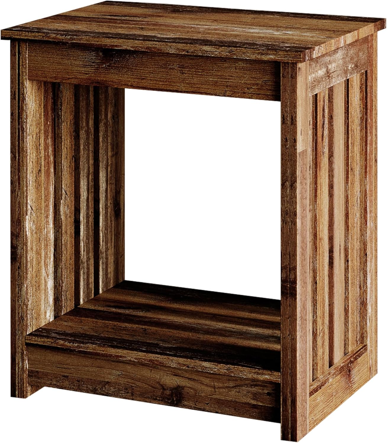 HOME DESIGN Nashua 3 Piece Coffee Table Set for Living Room, Rustic Farmhouse Style, Slatted Side Panels, Open Shelf Storage, Easy Assembly, Vintage Oak Finish